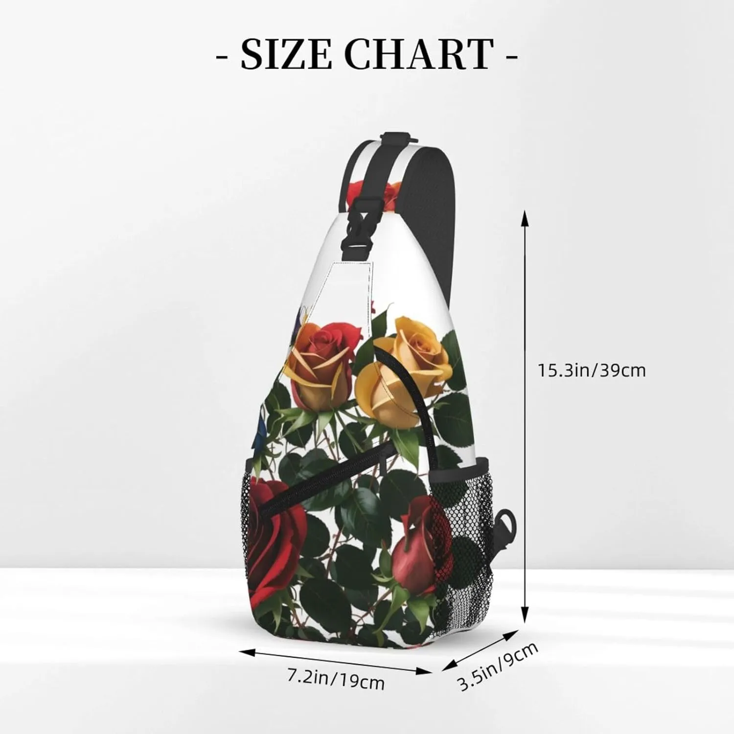 Skull With Flowers Sling Bag For Women Mencross Sling Bag Fashion Crossbody Shoulder Bag Chest Bag For Hiking Travel