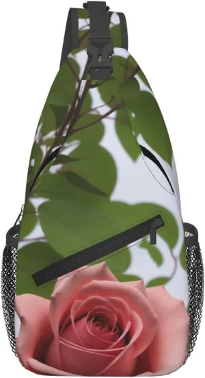 Skull With Flowers Sling Bag For Women Mencross Sling Bag Fashion Crossbody Shoulder Bag Chest Bag For Hiking Travel