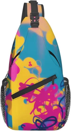 Skull With Flowers Sling Bag For Women Mencross Sling Bag Fashion Crossbody Shoulder Bag Chest Bag For Hiking Travel