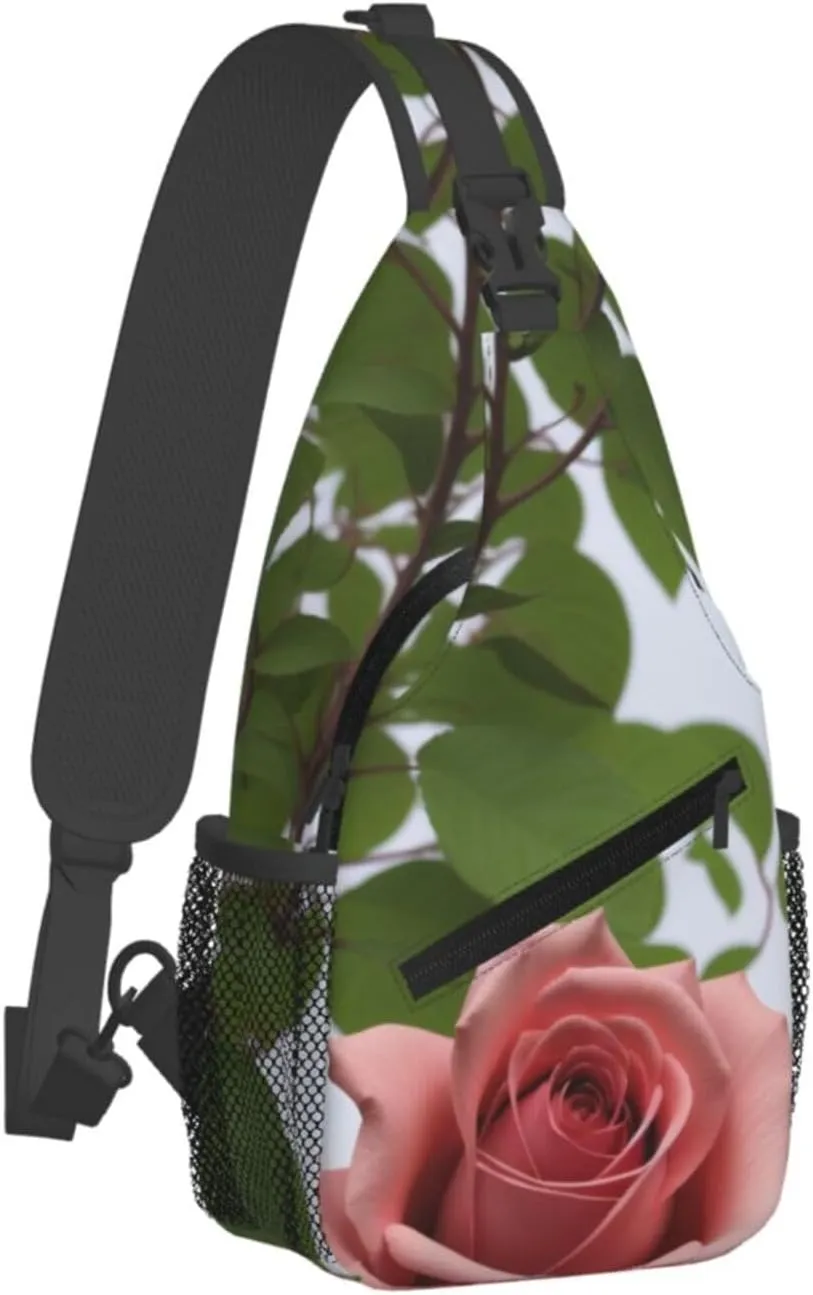 Skull With Flowers Sling Bag For Women Mencross Sling Bag Fashion Crossbody Shoulder Bag Chest Bag For Hiking Travel