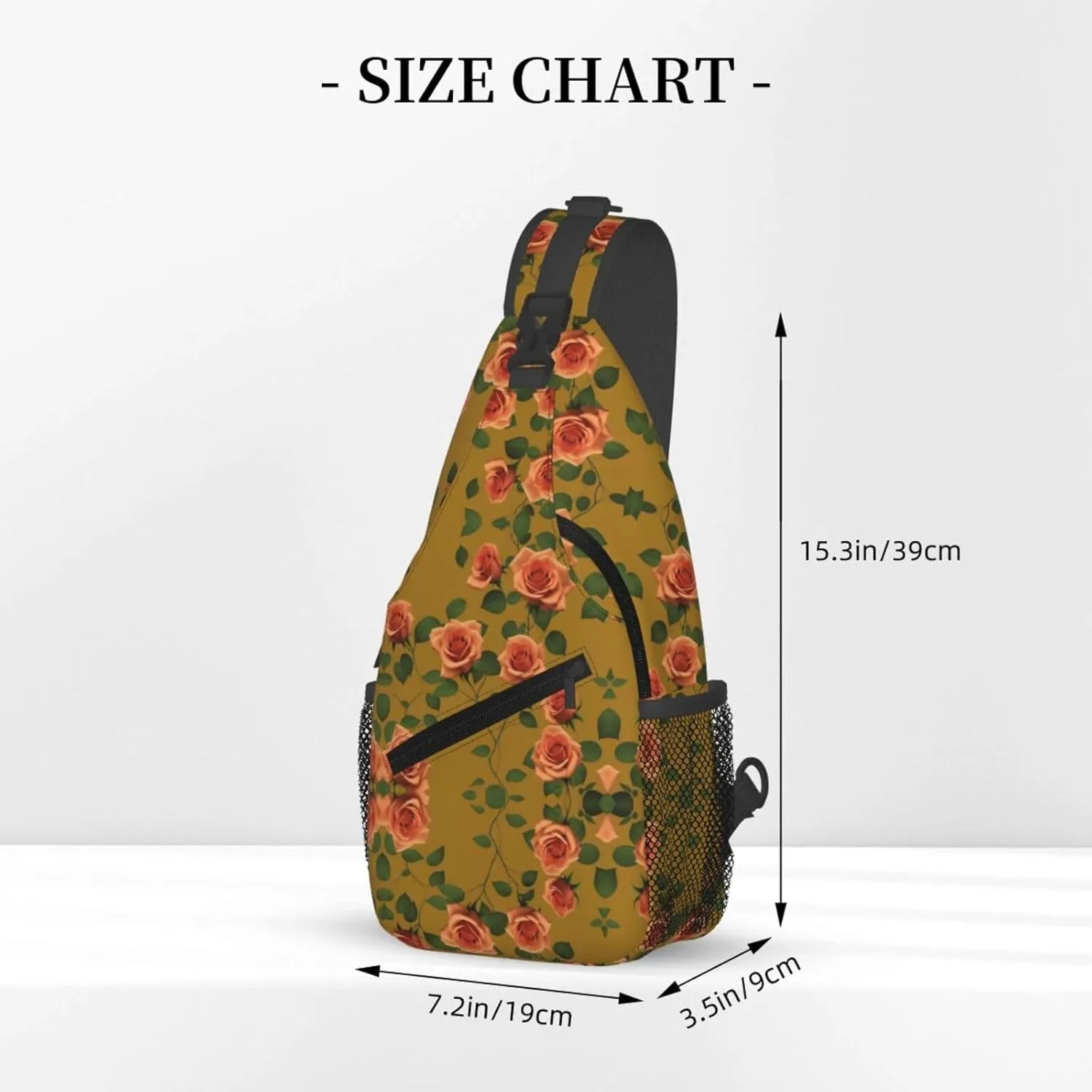 Skull With Flowers Sling Bag For Women Mencross Sling Bag Fashion Crossbody Shoulder Bag Chest Bag For Hiking Travel
