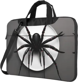 Slim Laptop Shoulder Bag Briefcase Notebook Handbag Computer Carrying Case Black Spider Print 15.6in