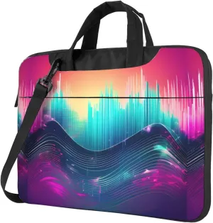 Slim Laptop Shoulder Bag Briefcase Notebook Handbag Computer Carrying Case Cool Music sound wave Print 15.6in
