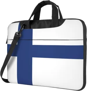 Slim Laptop Shoulder Bag Briefcase Notebook Handbag Computer Carrying Case Finnish flag Print 15.6in