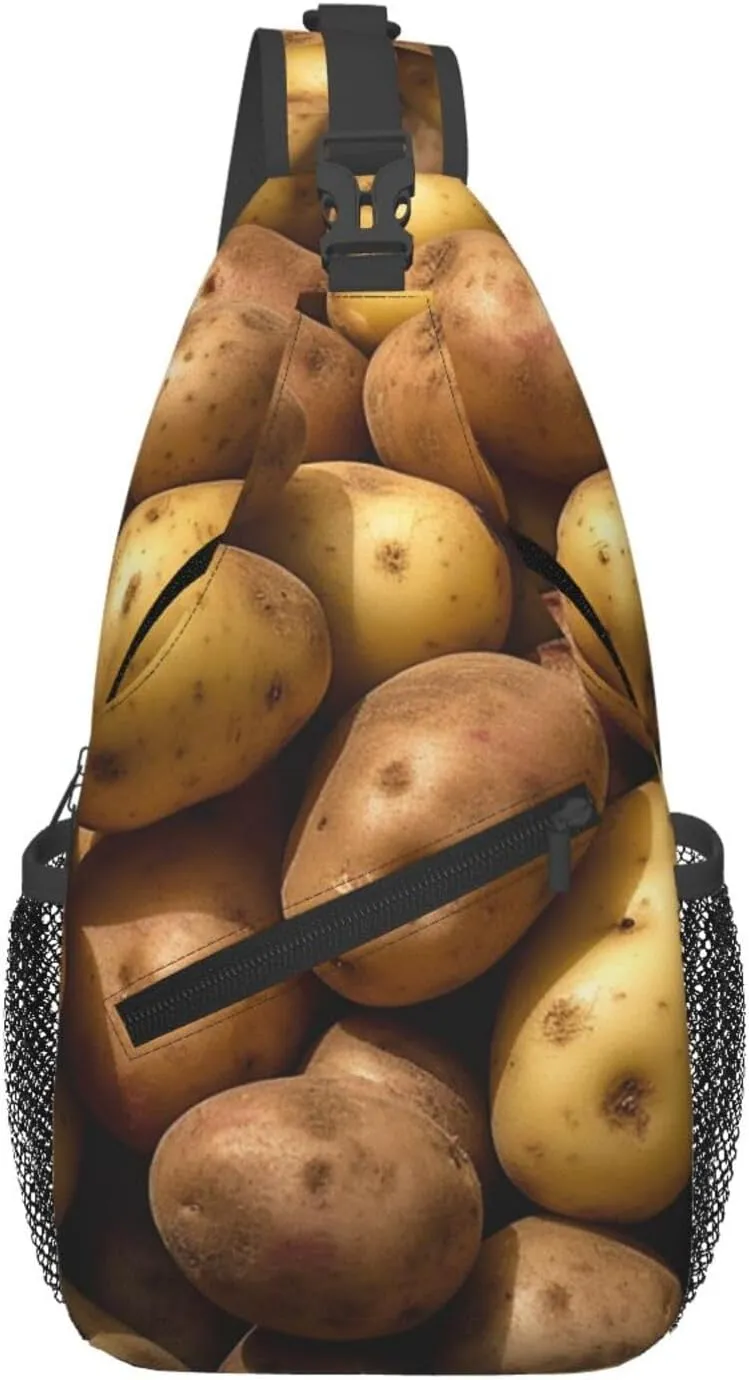 Sling Backpack Adjustable Crossbody Shoulder Bags Garden Potatoes Casual Chest Bag Hiking Daypack