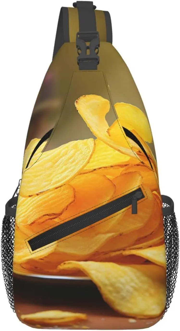 Sling Backpack Adjustable Crossbody Shoulder Bags Potato Chips Casual Chest Bag Hiking Daypack