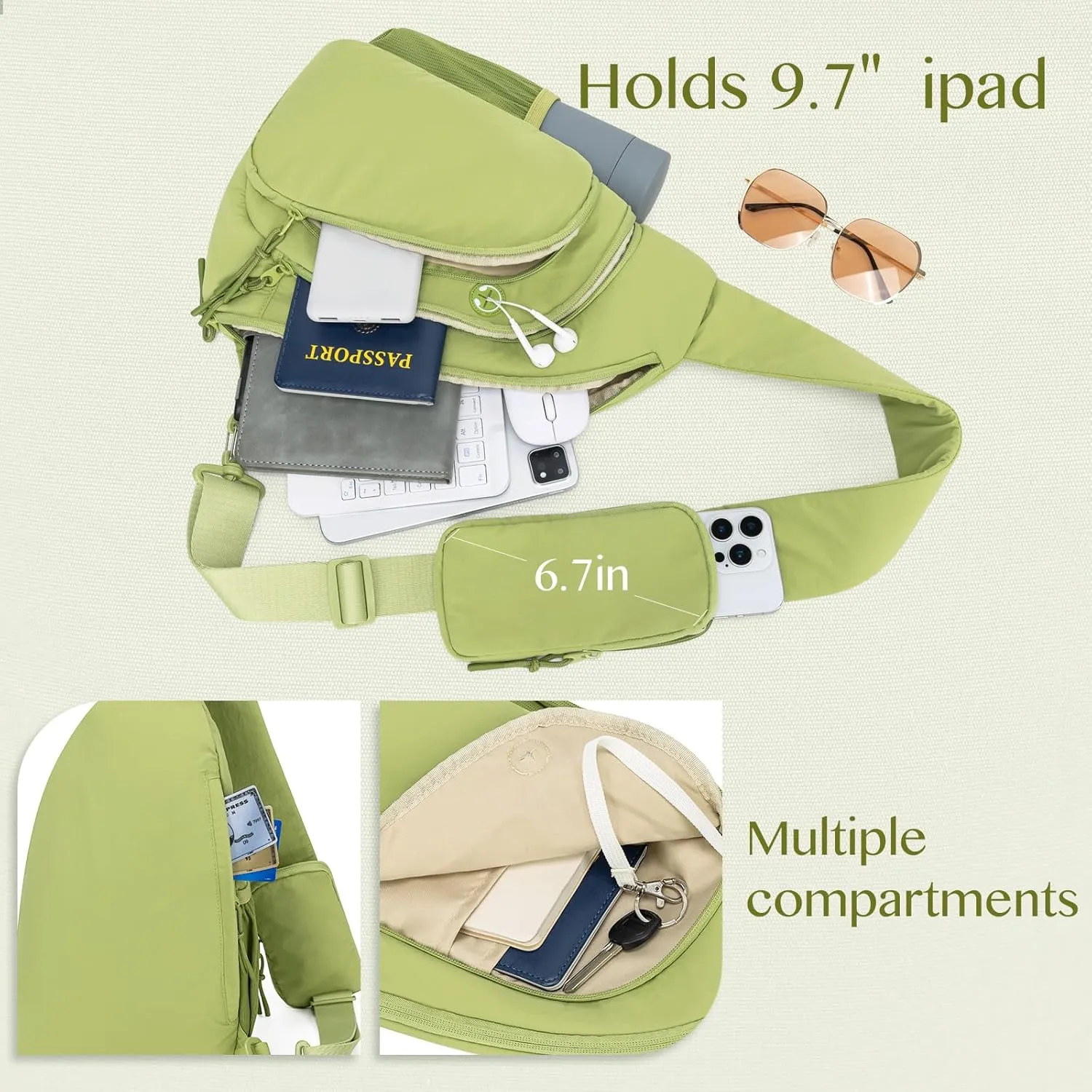 Sling Bag Nylon Crossbody Purse Adjustable Strap Shoulder Anti Theft Crossbody Bags for Women Travel