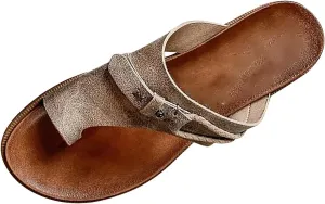 Slip Sole Sandals for Women Flats Novelty Comfy Toe Ring Open Toe Studded Rope Slip-on Flip Flops Summer Lightweight Casual Outdoor Beach Shoes