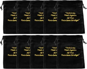 Small Black Velvet Rainbow Bridge Cremains Bags for Ashes 10-Pack - Small Size 5"L x 7"H - for Holding 20 Cubic Inches of Pet Cremains - Includes Plastic Bags for Ashes
