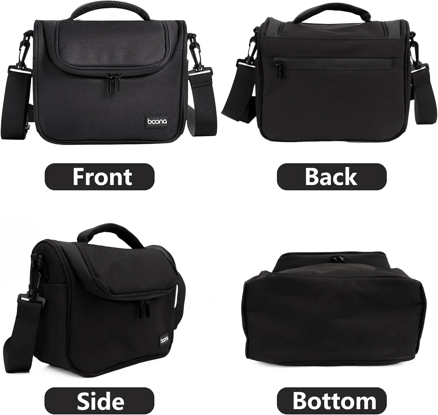 Small Camera Bag, Single Shoulder Compact Camera Case, Waterproof SLR/DSLR Crossbody Bags for Photographers, Compatible with Canon/Sony/Nikon/Fujifilm Device, Lens, Accessories (Black)