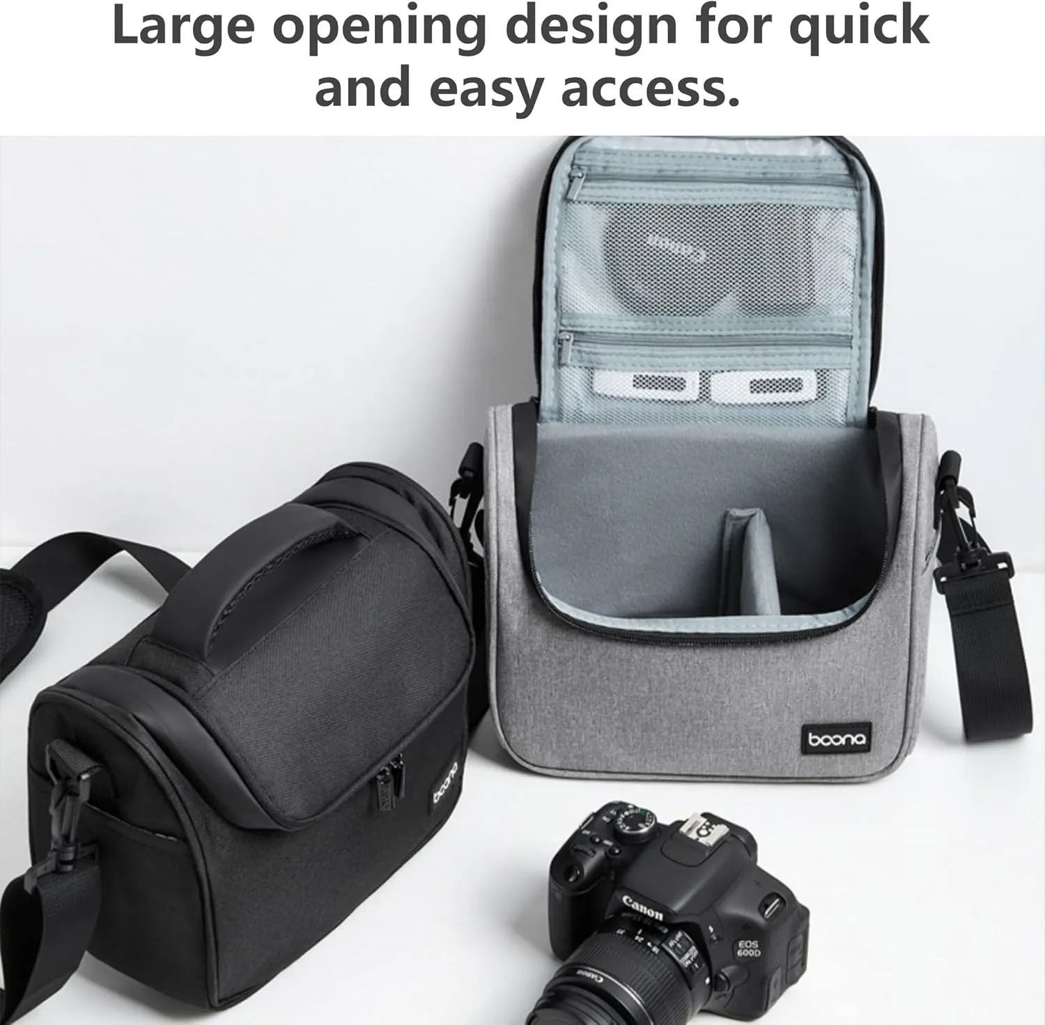 Small Camera Bag, Single Shoulder Compact Camera Case, Waterproof SLR/DSLR Crossbody Bags for Photographers, Compatible with Canon/Sony/Nikon/Fujifilm Device, Lens, Accessories (Black)