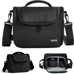 Small Camera Bag, Single Shoulder Compact Camera Case, Waterproof SLR/DSLR Crossbody Bags for Photographers, Compatible with Canon/Sony/Nikon/Fujifilm Device, Lens, Accessories (Black)