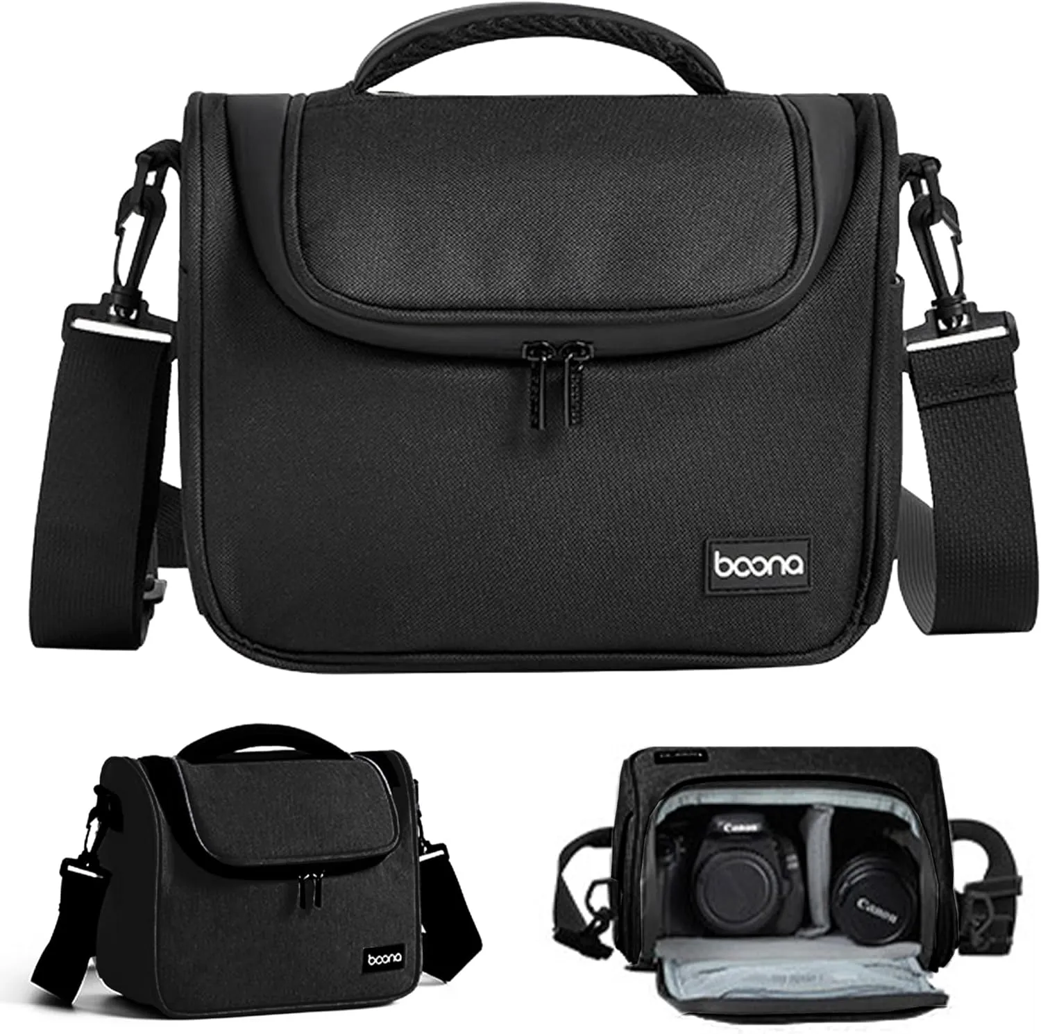 Small Camera Bag, Single Shoulder Compact Camera Case, Waterproof SLR/DSLR Crossbody Bags for Photographers, Compatible with Canon/Sony/Nikon/Fujifilm Device, Lens, Accessories (Black)