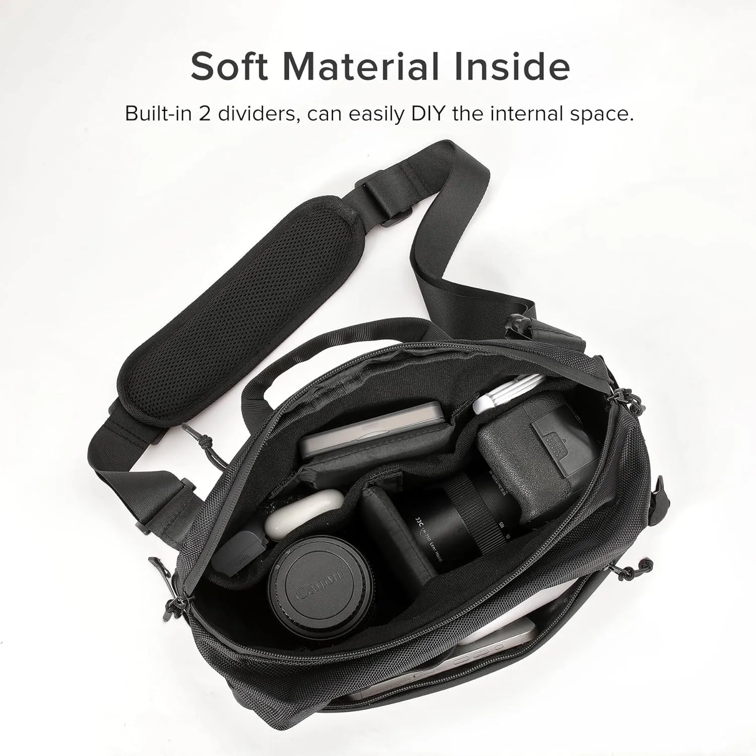 Small Camera Sling Bag for Travel Black – Waterproof Crossbody DSLR Bag with Rain Cover & Tripod Holder, Ultra Lightweight Design Fits Canon/Nikon/Sony Mirrorless Cameras