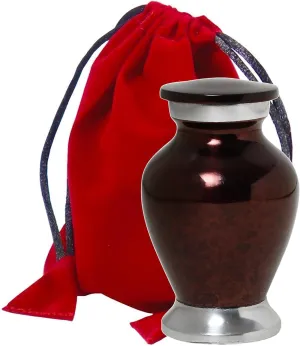 Small Cremation Urns for Human Remains Ashes Set of 1 - Brown Glittered Keepsake Token with Velvet Carry Bag, Paper Funnel in a Beautiful Gift Box - Funeral Urns and Keepsake