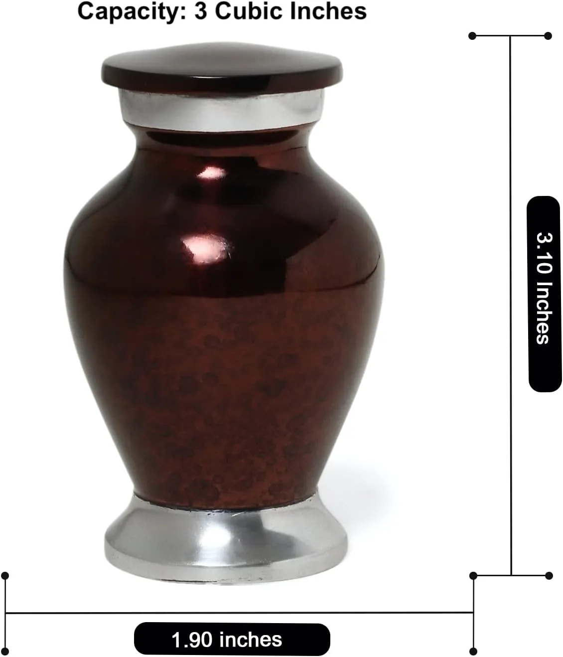 Small Cremation Urns for Human Remains Ashes Set of 1 - Brown Glittered Keepsake Token with Velvet Carry Bag, Paper Funnel in a Beautiful Gift Box - Funeral Urns and Keepsake