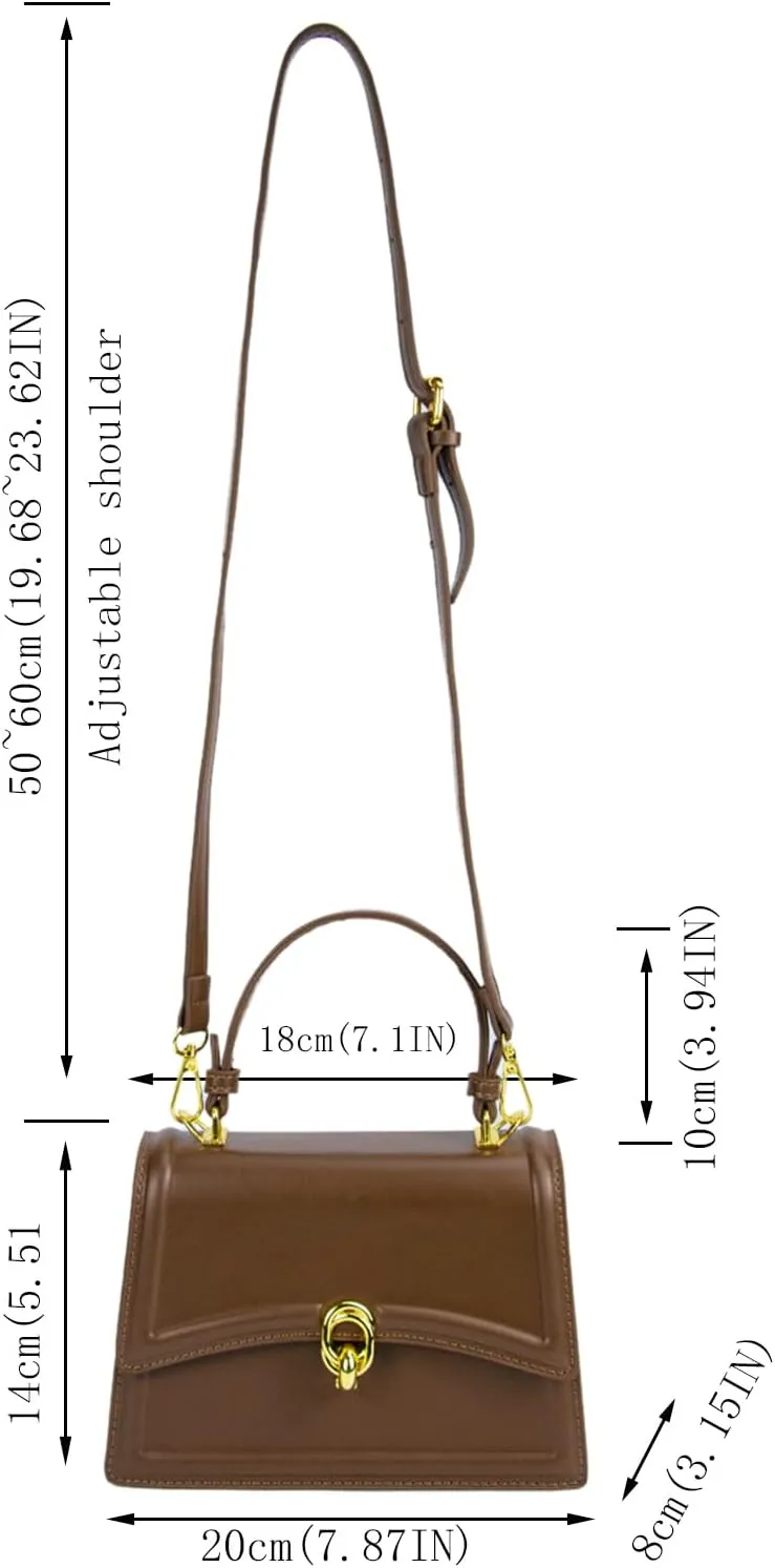 Small Crossbody Bags for Women Leather Satchel Shoulder Tote Bag Ladies Handbag Square Purses Adjustable Strap Everyday Bags