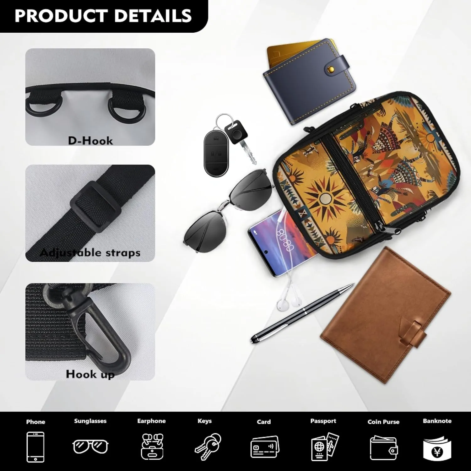 Small Crossbody Bags for Women Lightweight Cross Body Bag for Men Mini Cross Body Bag with Smooth Zipper