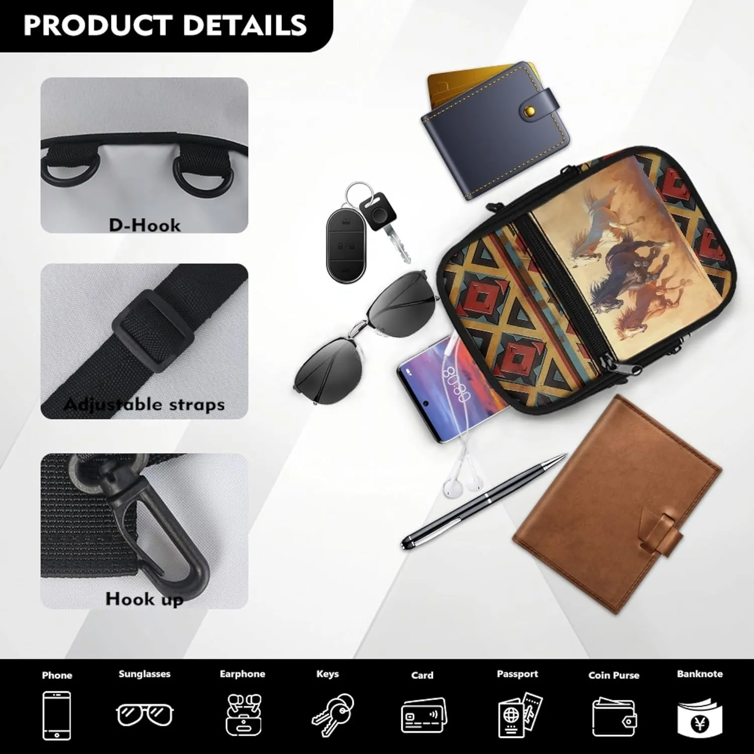 Small Crossbody Bags for Women Lightweight Cross Body Bag for Men Mini Cross Body Bag with Smooth Zipper