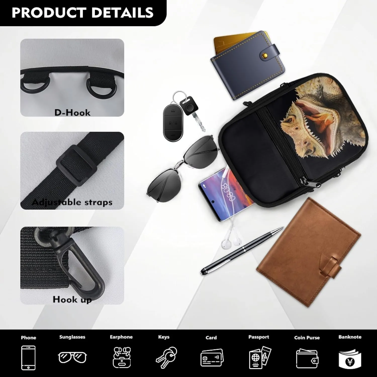 Small Crossbody Bags for Women Lightweight Cross Body Bag for Men Mini Cross Body Bag with Smooth Zipper