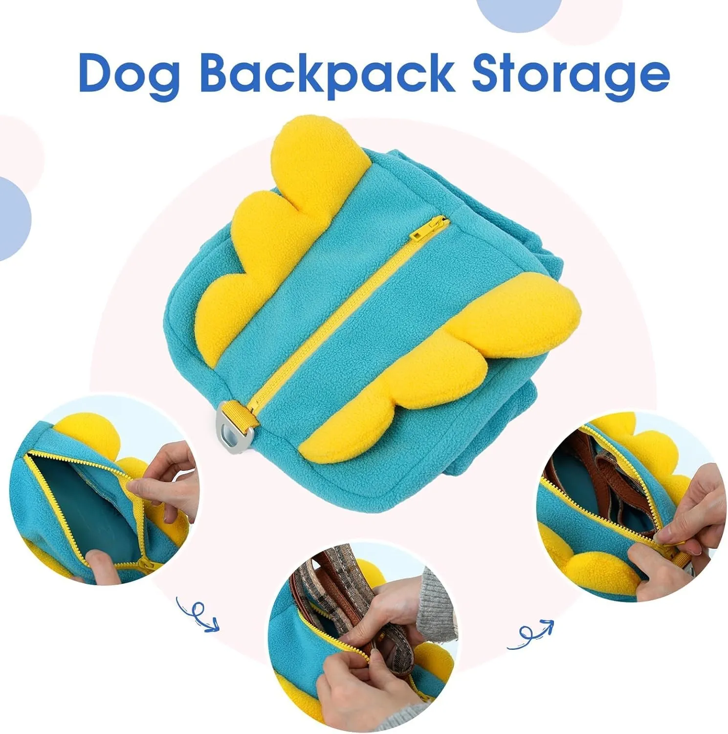 Small Dog Backpack Harness,Chest&Neck Hook-and-Loop Adjustable,Lightweight for Shih Tzu to Wear with D-Ring,Cute Backpack for Outdoor Daily Travel,Spring Colorblock Wing(Blue,S,3-7lb)