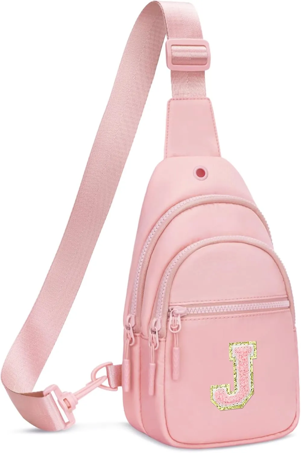 Small Initial Sling Crossbody Bags for Girls Women Fanny Pack Chest Bag Purse Personalized Birthday Gift - Pink - J