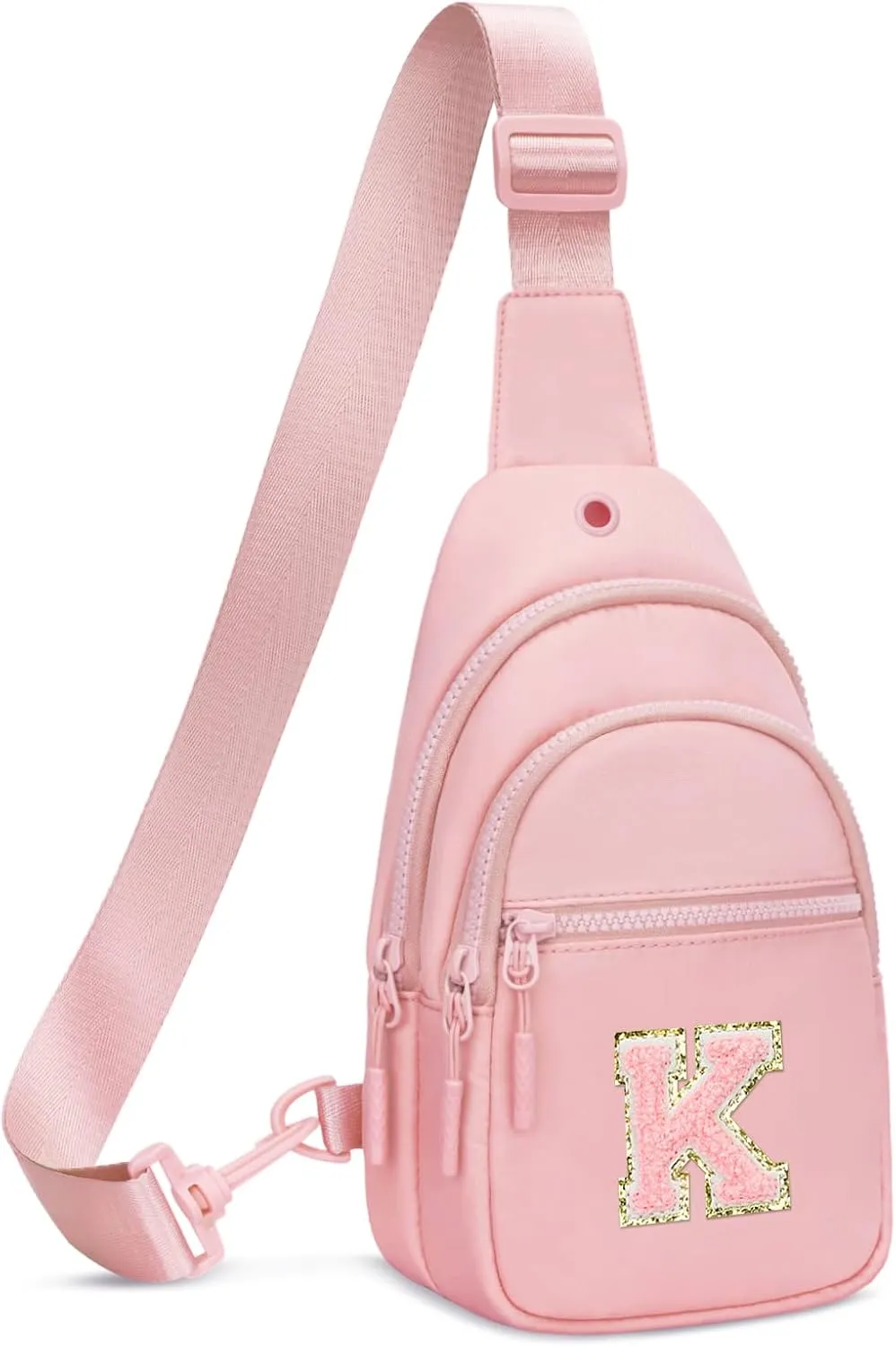 Small Initial Sling Crossbody Bags for Girls Women Fanny Pack Chest Bag Purse Personalized Birthday Gift - Pink - K