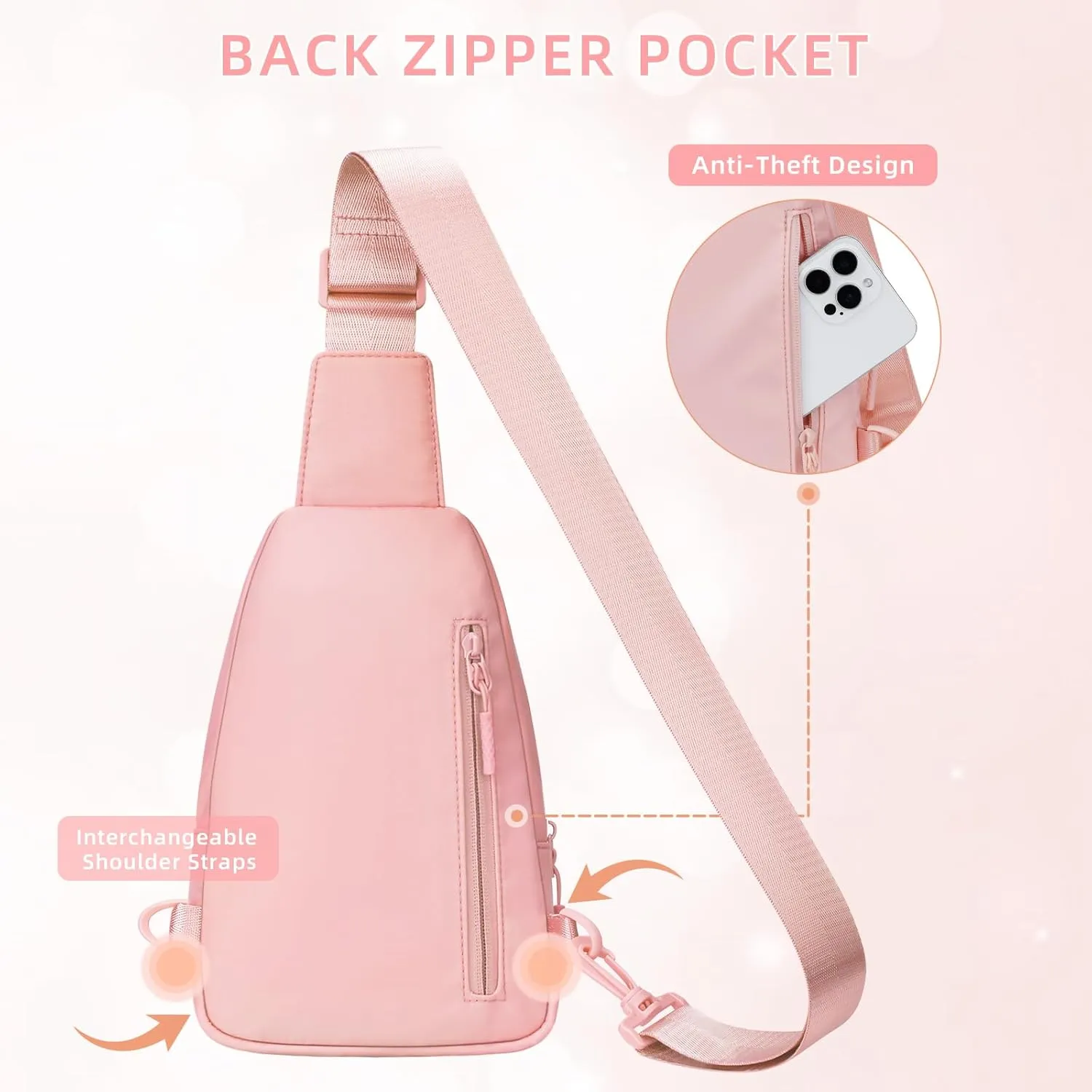 Small Initial Sling Crossbody Bags for Girls Women Fanny Pack Chest Bag Purse Personalized Birthday Gift - Pink - K
