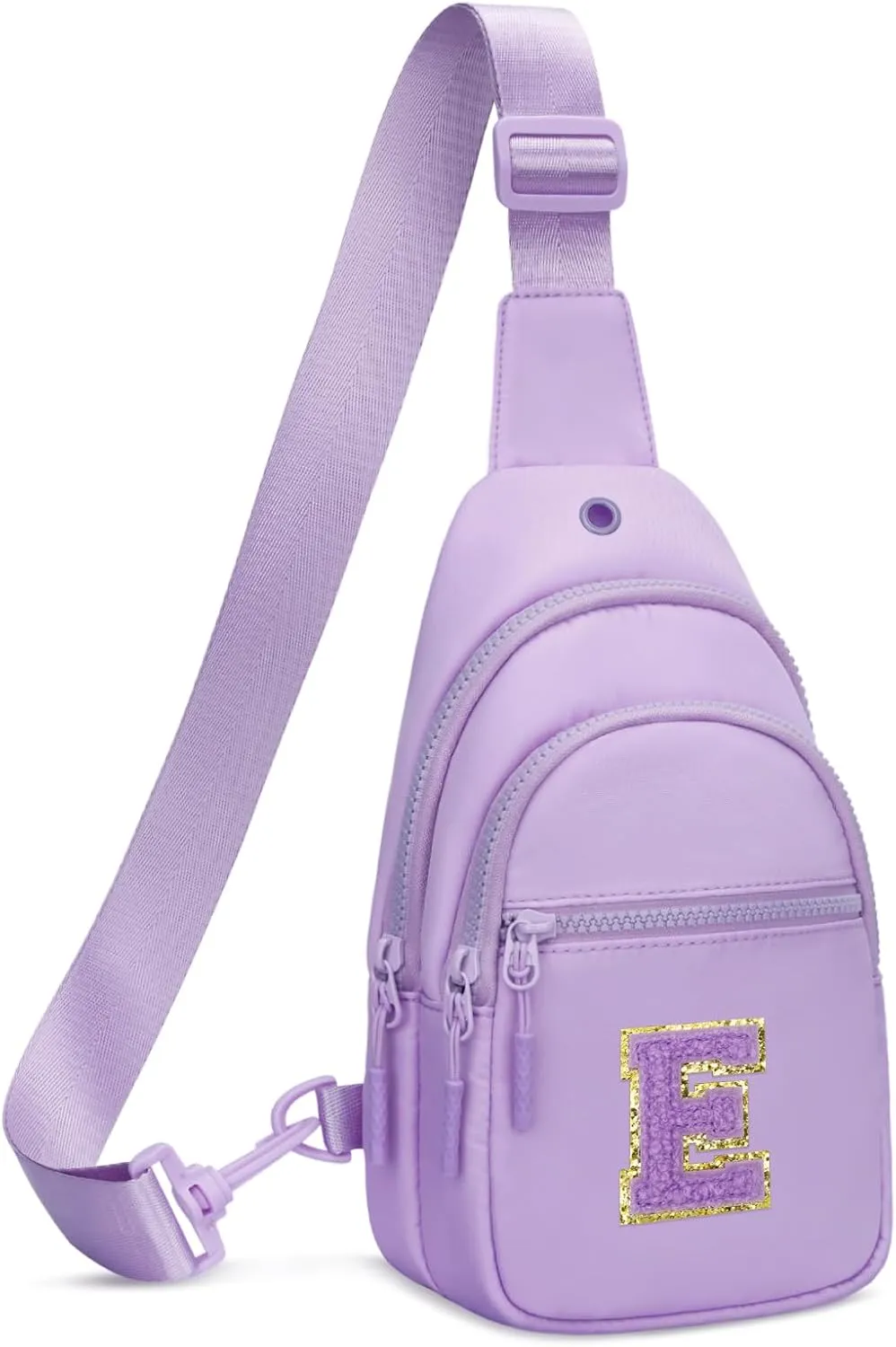 Small Initial Sling Crossbody Bags for Girls Women Fanny Pack Chest Bag Purse Personalized Birthday Gift - Purple - E