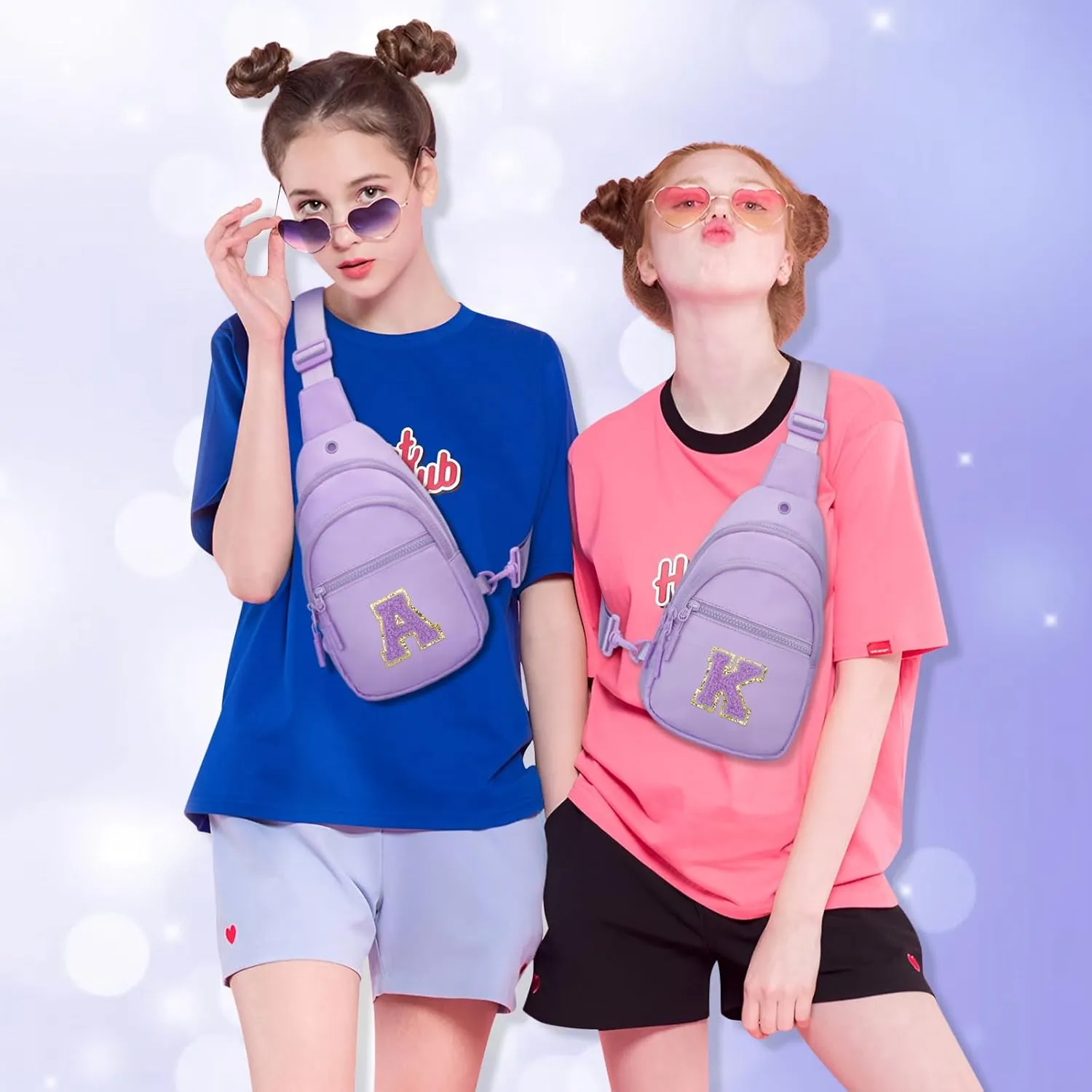 Small Initial Sling Crossbody Bags for Girls Women Fanny Pack Chest Bag Purse Personalized Birthday Gift - Purple - S
