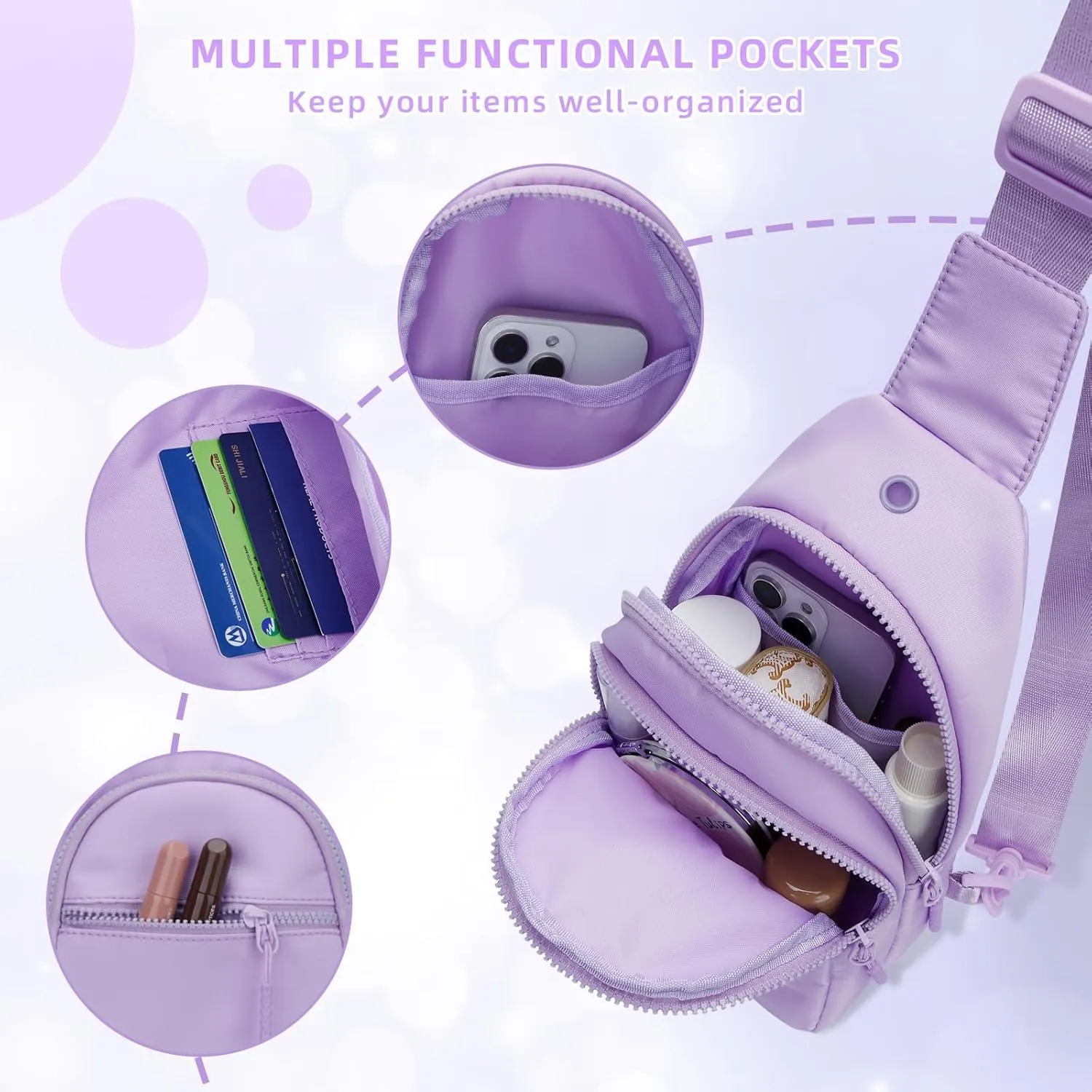 Small Initial Sling Crossbody Bags for Girls Women Fanny Pack Chest Bag Purse Personalized Birthday Gift - Purple - S
