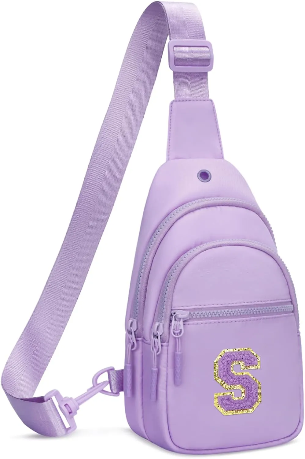 Small Initial Sling Crossbody Bags for Girls Women Fanny Pack Chest Bag Purse Personalized Birthday Gift - Purple - S