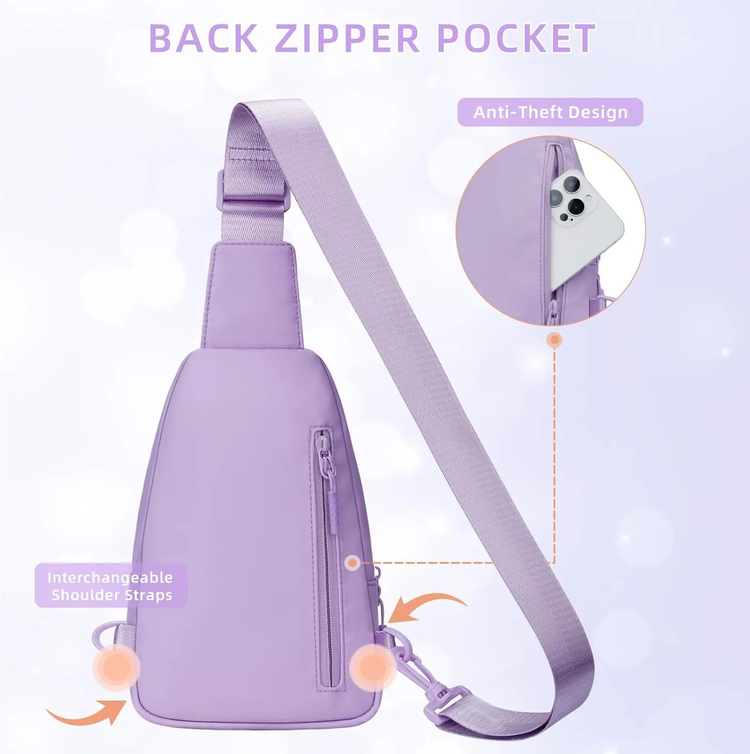 Small Initial Sling Crossbody Bags for Girls Women Fanny Pack Chest Bag Purse Personalized Birthday Gift - Purple - S