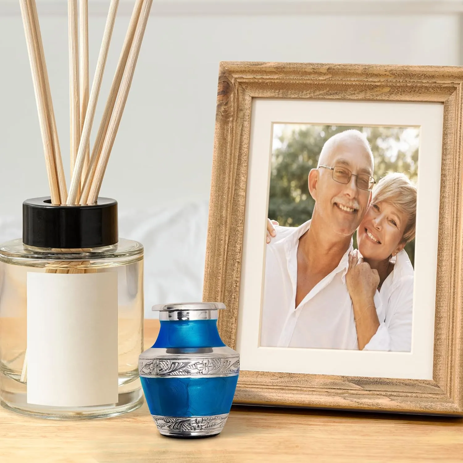 Small Keepsake Urns for Human Ashes, 4-Pack – Mini Blue Cremation Urns for Ashes, Secure Lids & Storage Bags