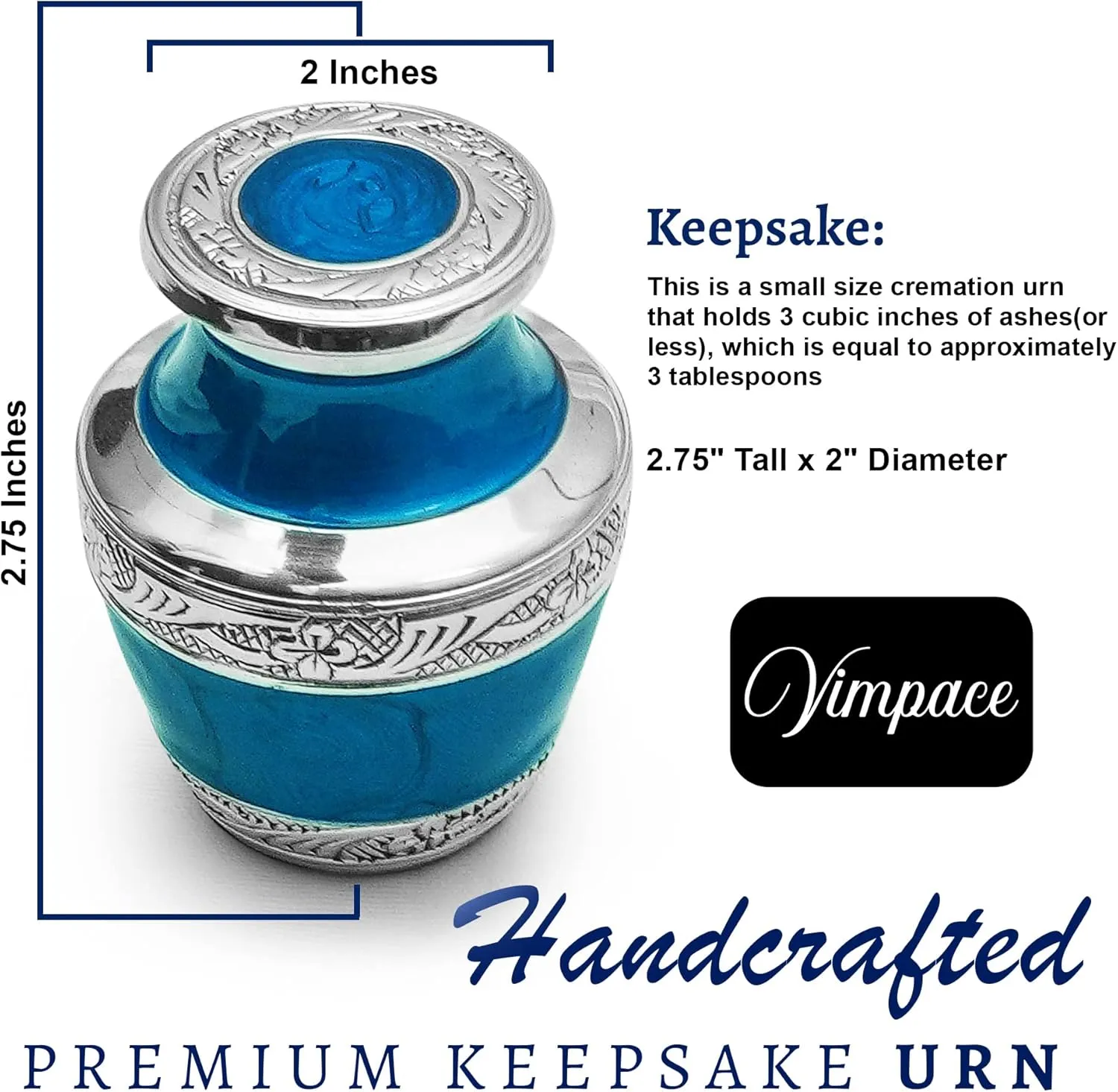 Small Keepsake Urns for Human Ashes, 4-Pack – Mini Blue Cremation Urns for Ashes, Secure Lids & Storage Bags