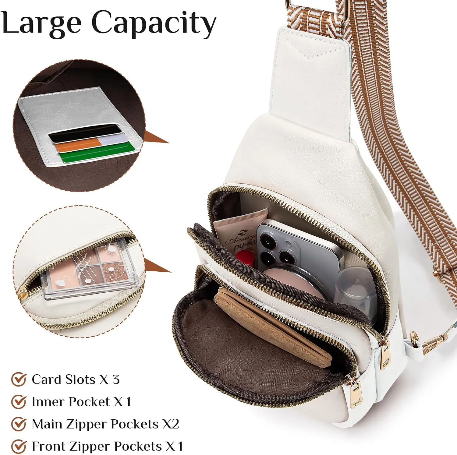 Small Leather Sling Bags for Women Fashion Crossbody Backpack Purse Sling Crossbody Bgas