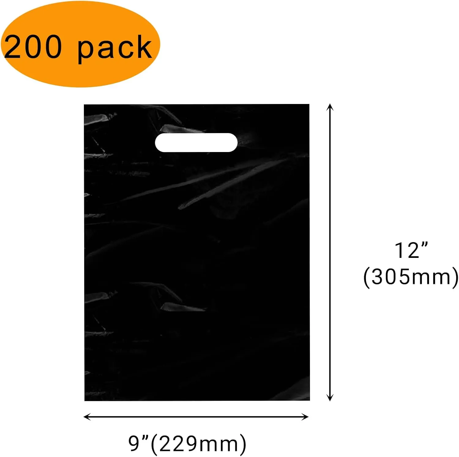 Small Merchandise Bags 200Pcs 9x12 Inch Glossy Plastic Retail Merchandise Bags for Small Business Retail Shopping Bags for Stores, Boutique, Party, Gift, and More Reusable Plastic Thank You