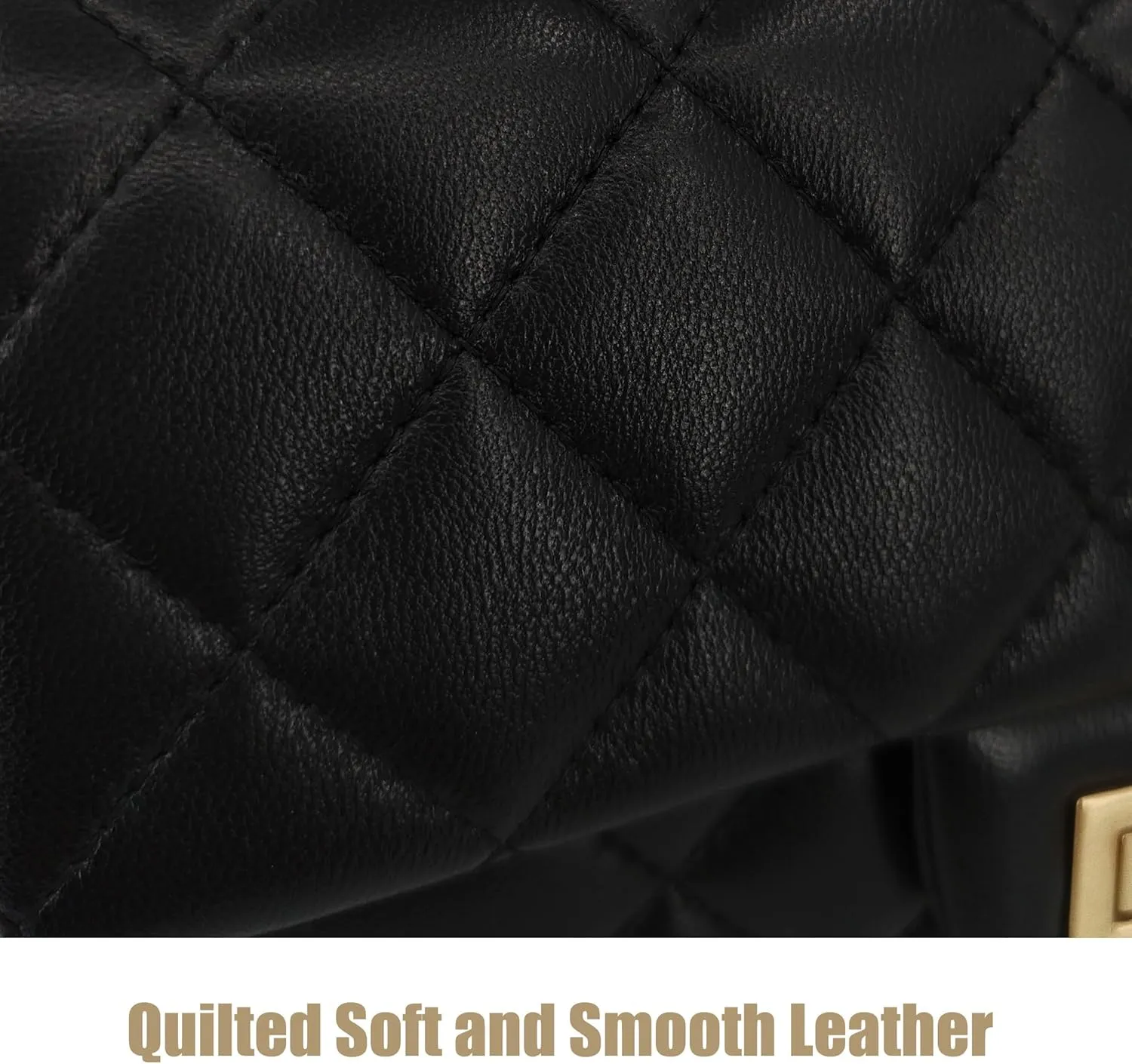 Small Quilted Crossbody Bags for Women, Genuine Leather Shoulder Bag w/Gold Chain Strap, Soft Mini Top Handle Flap Purse