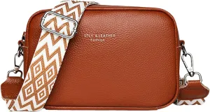 Small Square Bag Soft Crossbody Leather Bag Spring Model Female Shoulder Bags Camera Shoulder Bags (Brown, One Size)