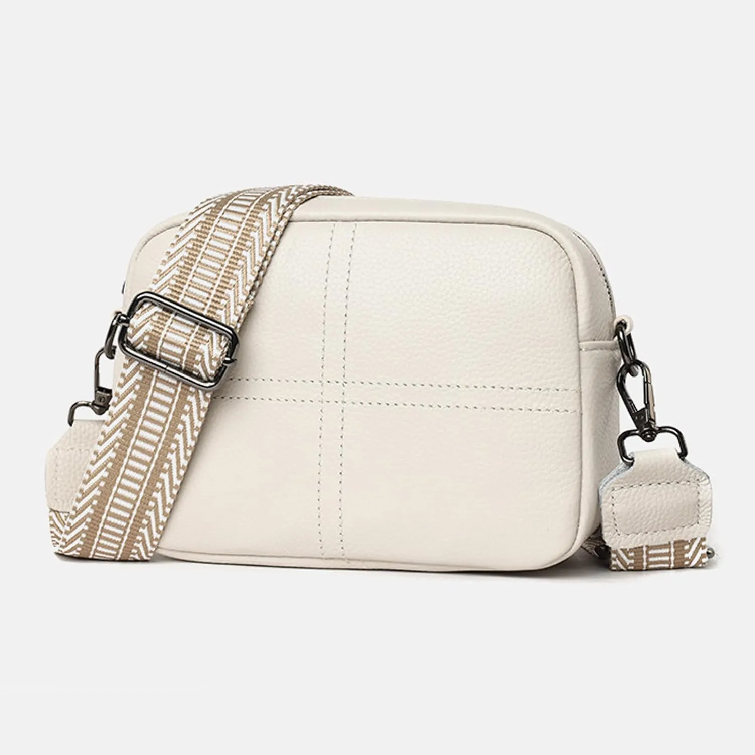 Small Square Bag Soft Crossbody Leather Bag Spring Model Female Shoulder Bags Camera Shoulder Bags (White, 20CM)