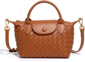 Small Woven Crossbody Bags Purse for Women Trendy Leather Dumpling Lightweight Mini Handbag