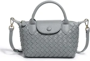 Small Woven Crossbody Bags Purse for Women Trendy Leather Dumpling Lightweight Mini Handbag