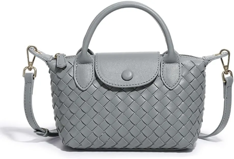 Small Woven Crossbody Bags Purse for Women Trendy Leather Dumpling Lightweight Mini Handbag