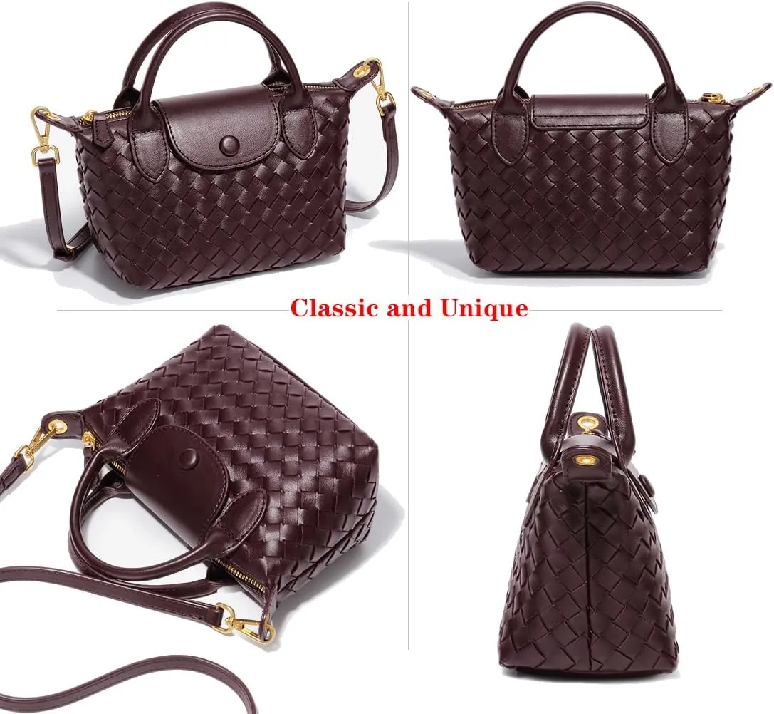 Small Woven Crossbody Bags Purse for Women Trendy Leather Dumpling Lightweight Mini Handbag