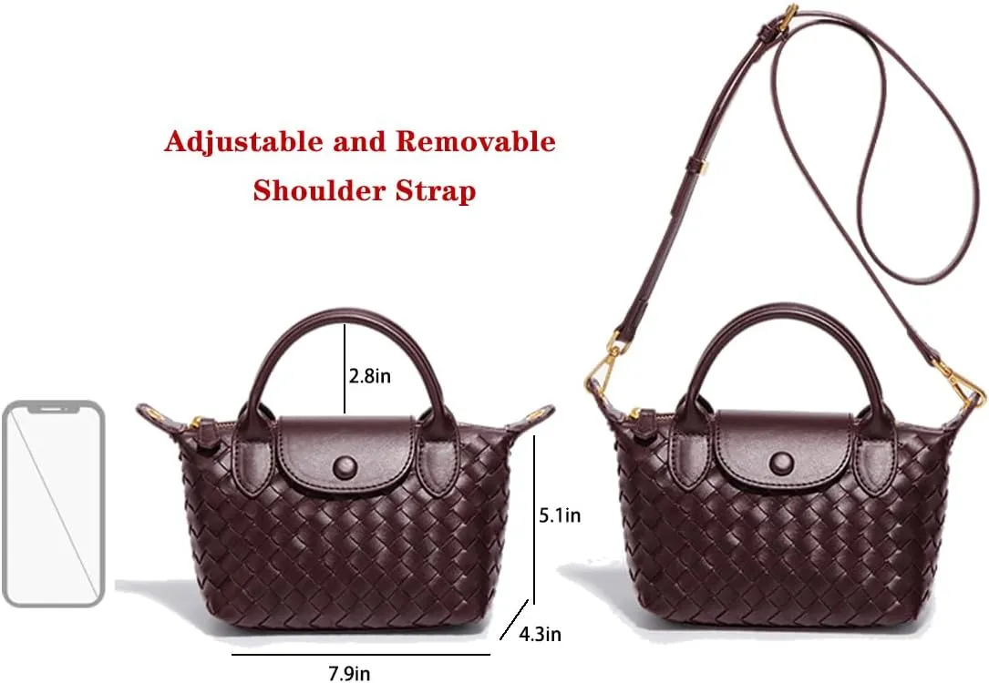 Small Woven Crossbody Bags Purse for Women Trendy Leather Dumpling Lightweight Mini Handbag