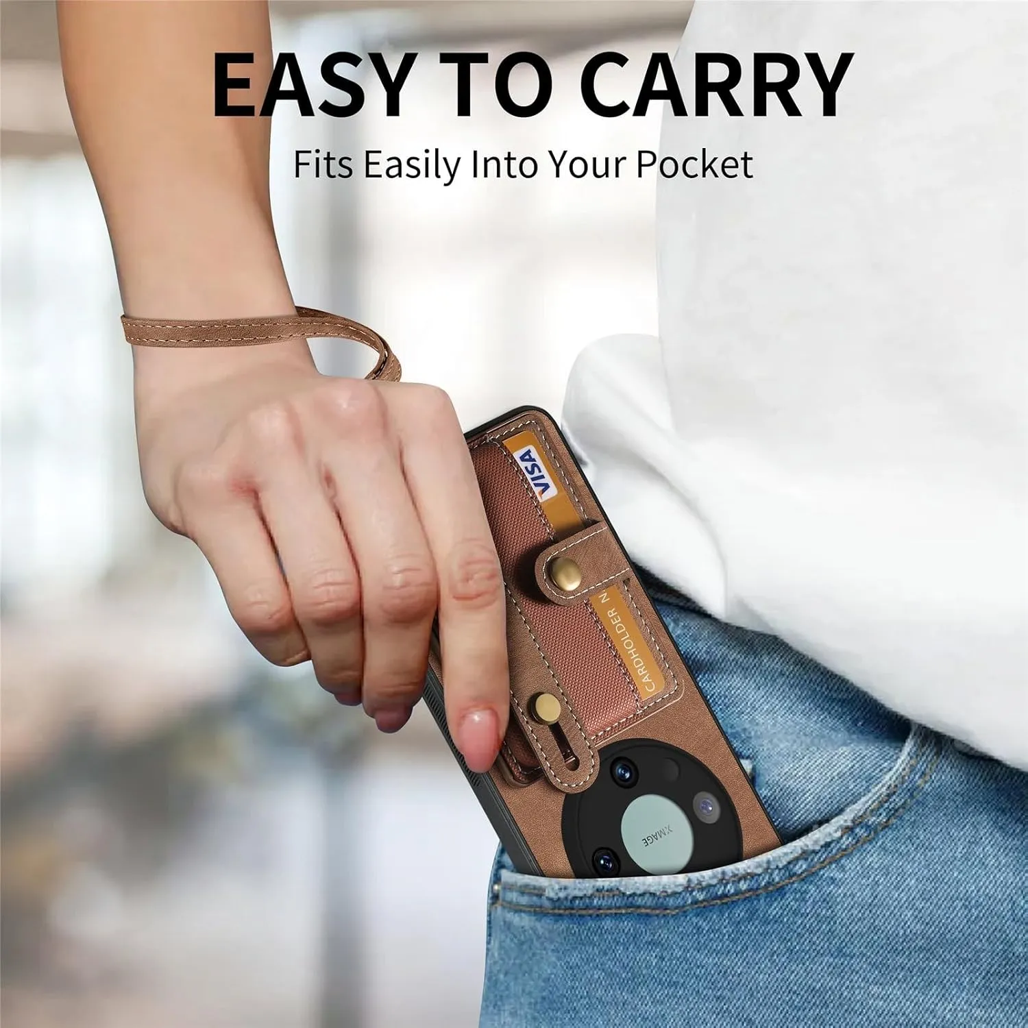 Smartphone Flip Cases Phone Back Protection Case Compatible with Huawei Mate 60 Pro Wallet Case,Shockproof Flip Cover Drop Protective Case with Card Holder, Protective Handbag Flip Cover Wrist Strap F