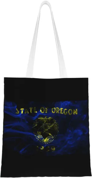 Smoke Flag Of Oregon Tote Bag for Women Canvas Shopping Bags Reusable Large Capacity Casual Shoulder Handbags Grocery Bags DIY Gift Bags