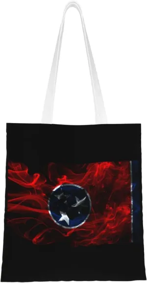 Smoke Flag Of Tennessee Tote Bag for Women Canvas Shopping Bags Reusable Large Capacity Casual Shoulder Handbags Grocery Bags DIY Gift Bags
