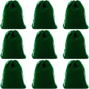 Snadulor 20 Pcs Solid Color Velvet Drawstring Bags for Jewelry Party Favor Gift Velvet Bags Wedding Favors,Candy Bags,4"x4.7",Green