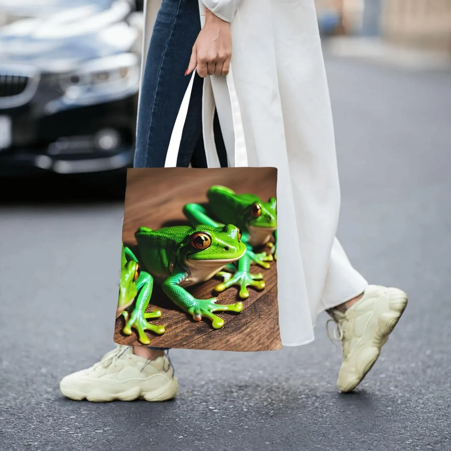 Soccer Ball On Grassy Canvas Aesthetic Tote Bag Unisex Beach Bag Shopping Bags Shoulder Bag Reusable Grocery Bags